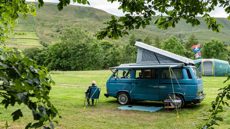Campervan at Upper Booth Farm Campsite, Derbyshire